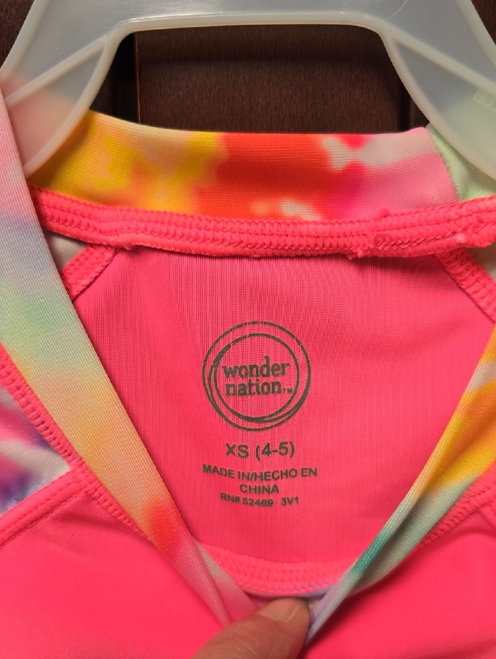 Like New. Girl's wonder nation Neon Pink Tie-Dye Rash Guard Set. Size 4/5 - Picture 4 of 6